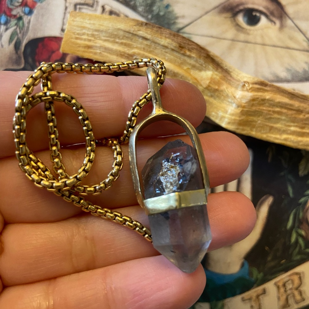 Raw Quartz Encased in Bronze Pendant - Picture 8 of 9